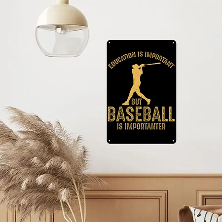 Funny Baseball Black Metal Poster Wall Art Decor Sign