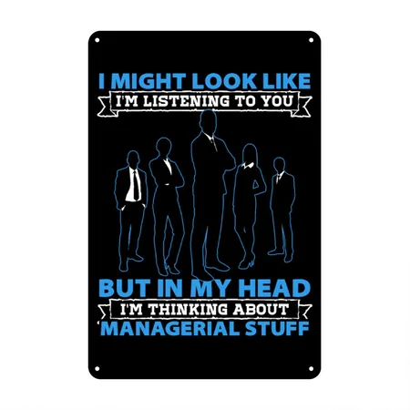 Funny Business Management Regional Manager Gifts Black Metal Poster Wall Art Decor Sign