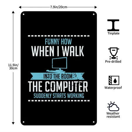 Funny Computer Geek Shirt: Tech Support I Software Black Metal Poster Wall Art Decor Sign