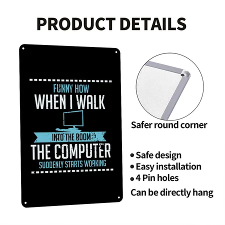 Funny Computer Geek Shirt: Tech Support I Software Black Metal Poster Wall Art Decor Sign