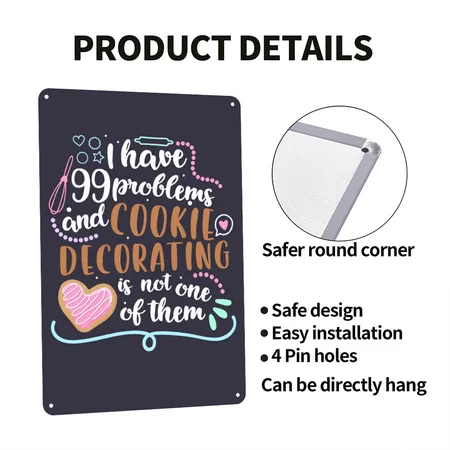 Funny Cookie Decorating Design For Cookie Artists Midnight Navy Metal Poster Wall Art Decor Sign