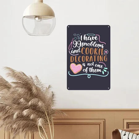 Funny Cookie Decorating Design For Cookie Artists Midnight Navy Metal Poster Wall Art Decor Sign