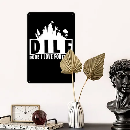 Funny DILF Dude I Love Fort.nite Black Metal Poster Wall Art Decor Sign