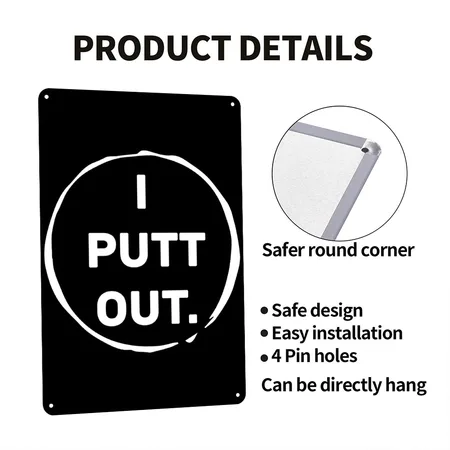 Funny Golf Hat - I Putt Out Black Metal Poster Wall Art Decor Sign