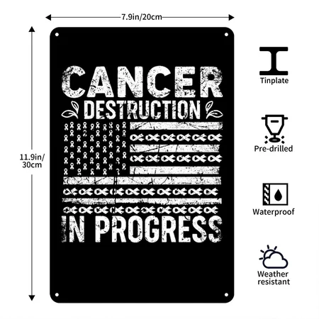 Funny Joke Chemo Day Cancer Destruction In Progres Black Metal Poster Wall Art Decor Sign