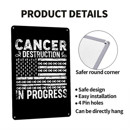 Funny Joke Chemo Day Cancer Destruction In Progres Black Metal Poster Wall Art Decor Sign