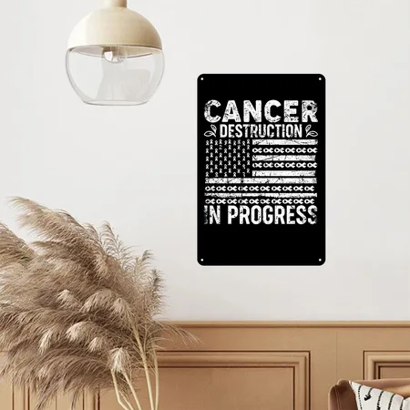 Funny Joke Chemo Day Cancer Destruction In Progres Black Metal Poster Wall Art Decor Sign