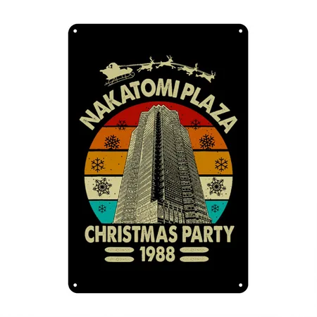 Funny Nakatomi Plaza Christmas Party 1988 Xmas Black/white Metal Poster Wall Art Decor Sign