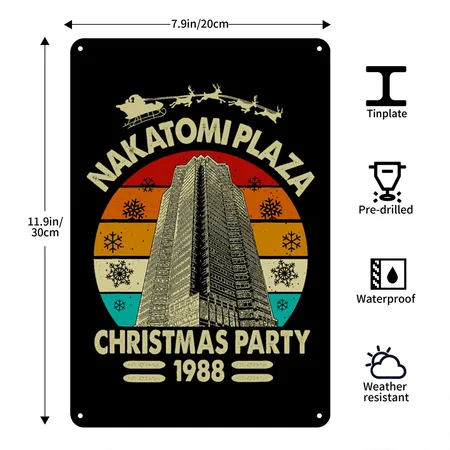 Funny Nakatomi Plaza Christmas Party 1988 Xmas Black/white Metal Poster Wall Art Decor Sign