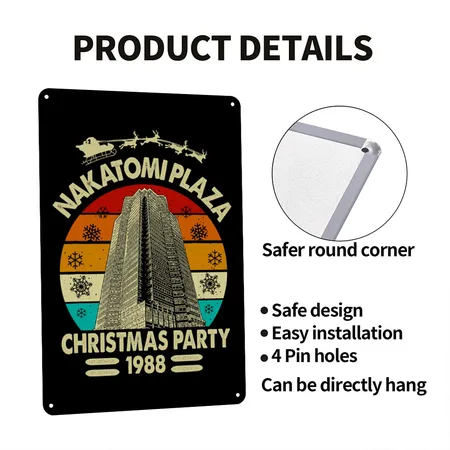 Funny Nakatomi Plaza Christmas Party 1988 Xmas Black/white Metal Poster Wall Art Decor Sign