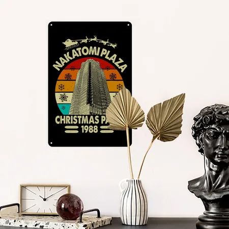 Funny Nakatomi Plaza Christmas Party 1988 Xmas Black/white Metal Poster Wall Art Decor Sign