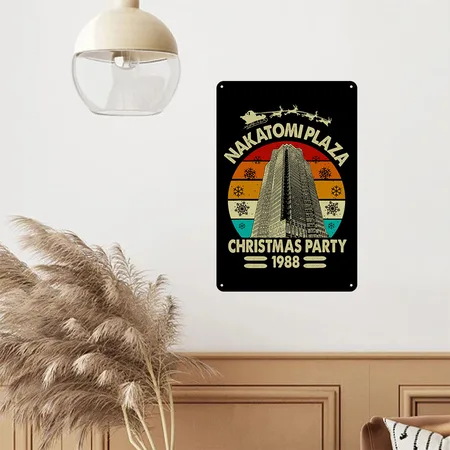 Funny Nakatomi Plaza Christmas Party 1988 Xmas Black/white Metal Poster Wall Art Decor Sign