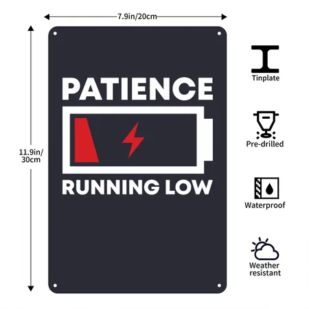 Funny Patience Running Low Marathon Runner Gifts Navy Metal Poster Wall Art Decor Sign