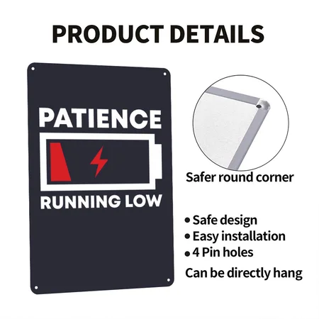 Funny Patience Running Low Marathon Runner Gifts Navy Metal Poster Wall Art Decor Sign