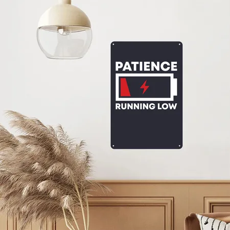 Funny Patience Running Low Marathon Runner Gifts Navy Metal Poster Wall Art Decor Sign