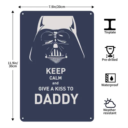 Funny Star Wars Darth Vader Father's Day Gift Navy Metal Poster Wall Art Decor Sign