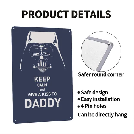 Funny Star Wars Darth Vader Father's Day Gift Navy Metal Poster Wall Art Decor Sign