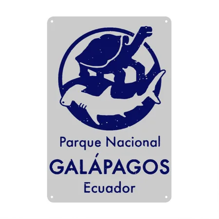 Galapagos Islands Vintage Charles Darwin T Heather Gray Metal Poster Wall Art Decor Sign
