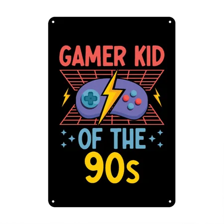 Game Console Gamer Video Game PC Gaming Controller Black Metal Poster Wall Art Decor Sign