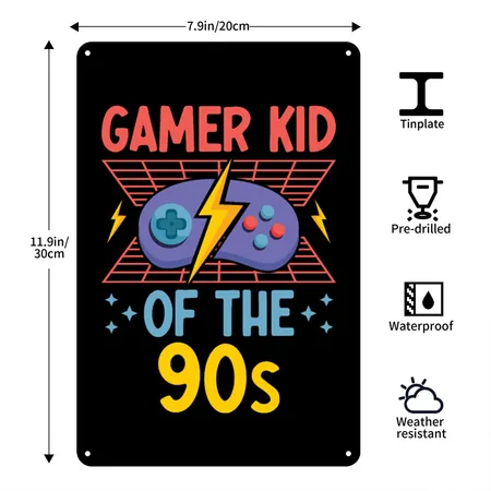 Game Console Gamer Video Game PC Gaming Controller Black Metal Poster Wall Art Decor Sign