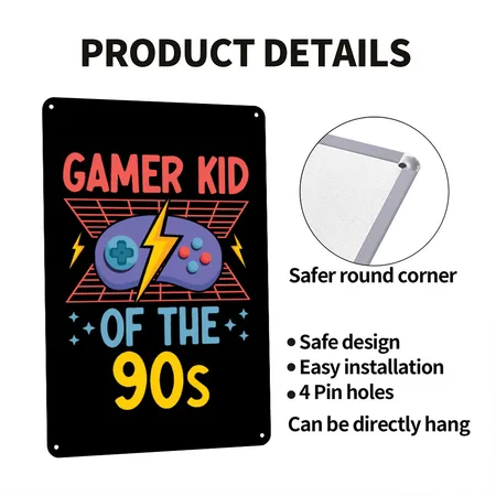 Game Console Gamer Video Game PC Gaming Controller Black Metal Poster Wall Art Decor Sign