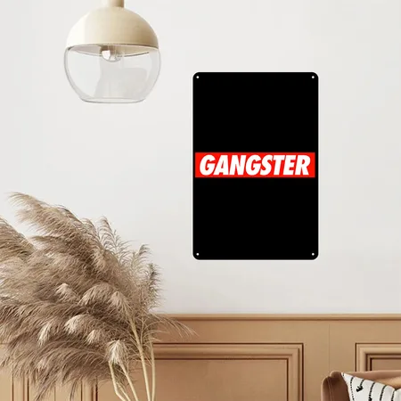 GANGSTER Black Metal Poster Wall Art Decor Sign