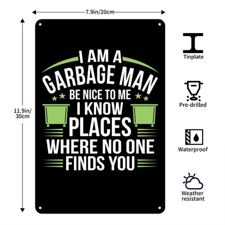 Garbage Man Black Metal Poster Wall Art Decor Sign