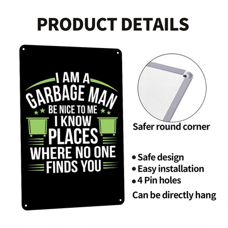 Garbage Man Black Metal Poster Wall Art Decor Sign