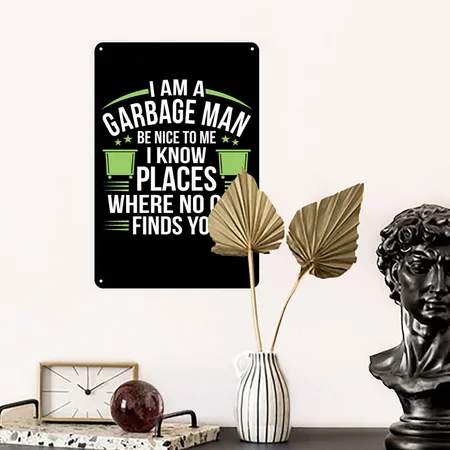 Garbage Man Black Metal Poster Wall Art Decor Sign