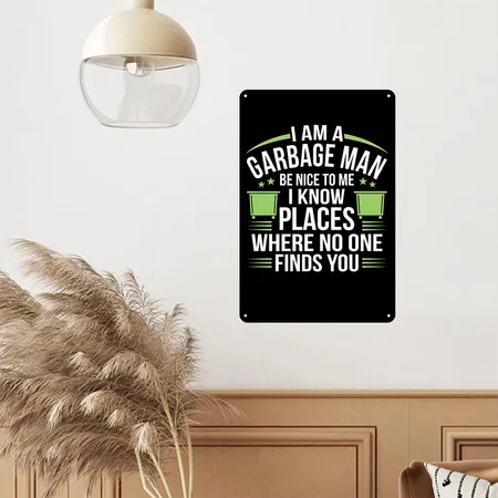 Garbage Man Black Metal Poster Wall Art Decor Sign