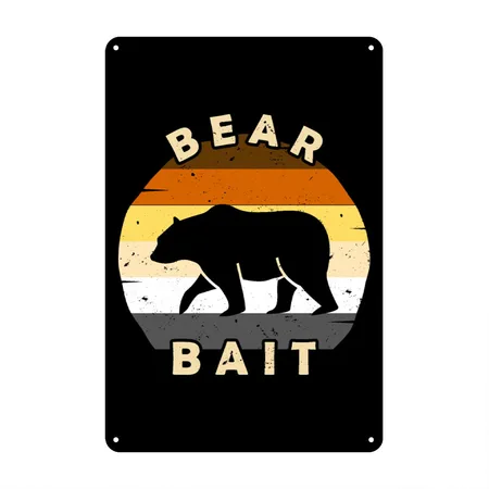 Gay Bear Bait Pride - Subgroup LGBTQ Community Black Metal Poster Wall Art Decor Sign