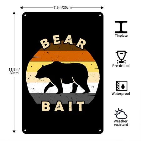 Gay Bear Bait Pride - Subgroup LGBTQ Community Black Metal Poster Wall Art Decor Sign