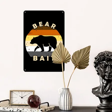 Gay Bear Bait Pride - Subgroup LGBTQ Community Black Metal Poster Wall Art Decor Sign