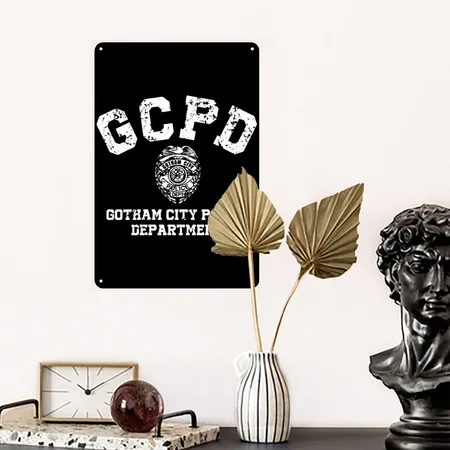 Gcpd Gotham Police Department Retro Comic Uniform Black Metal Poster Wall Art Decor Sign