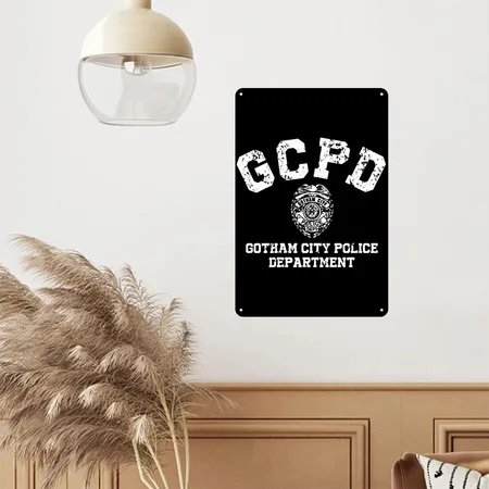 Gcpd Gotham Police Department Retro Comic Uniform Black Metal Poster Wall Art Decor Sign