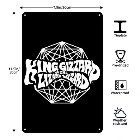 Gizzard And The Lizard Wizard Black Metal Poster Wall Art Decor Sign