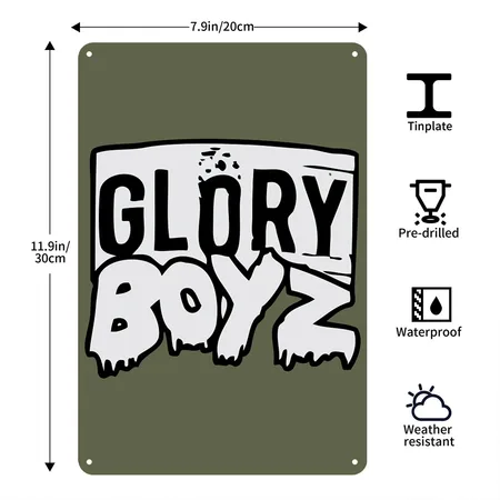 Glory Boyz GBE Logo Green Camo Metal Poster Wall Art Decor Sign