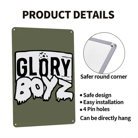 Glory Boyz GBE Logo Green Camo Metal Poster Wall Art Decor Sign