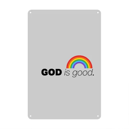 God's Good Rainbow Heather Gray Metal Poster Wall Art Decor Sign