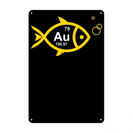 Goldfish Black Metal Poster Wall Art Decor Sign