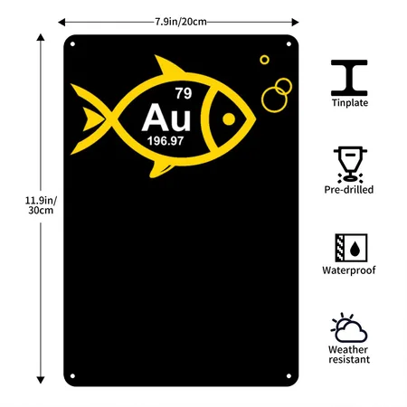 Goldfish Black Metal Poster Wall Art Decor Sign