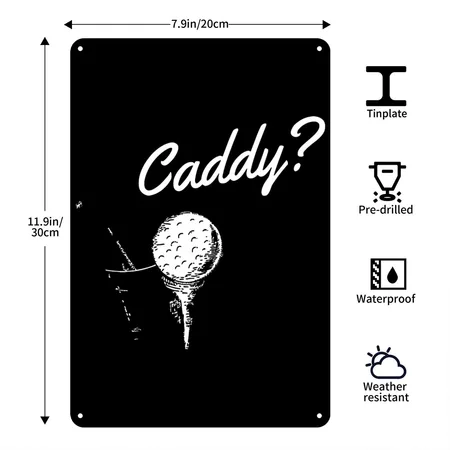 Golf - Who's Your Caddy? Black Metal Poster Wall Art Decor Sign