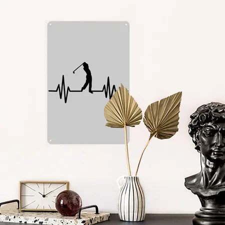 Golf Heather Gray Metal Poster Wall Art Decor Sign