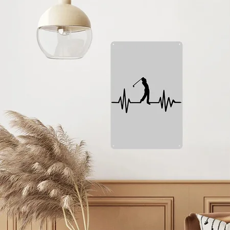 Golf Heather Gray Metal Poster Wall Art Decor Sign