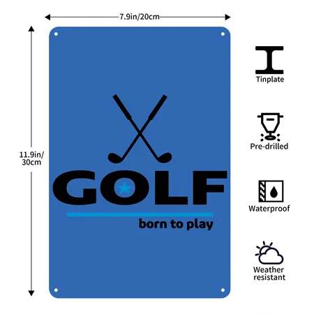 Golf Royal Blue Metal Poster Wall Art Decor Sign