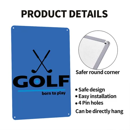 Golf Royal Blue Metal Poster Wall Art Decor Sign