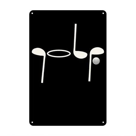 Golfing Clubs Golfer Cart Big Putts Golf Accesorie Black Metal Poster Wall Art Decor Sign