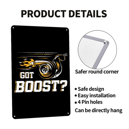 Got Boost Funny Car Racing Black/white Metal Poster Wall Art Decor Sign