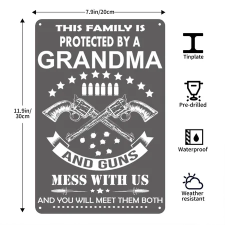 GRANDMA Charcoal Grey Metal Poster Wall Art Decor Sign