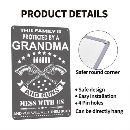 GRANDMA Charcoal Grey Metal Poster Wall Art Decor Sign